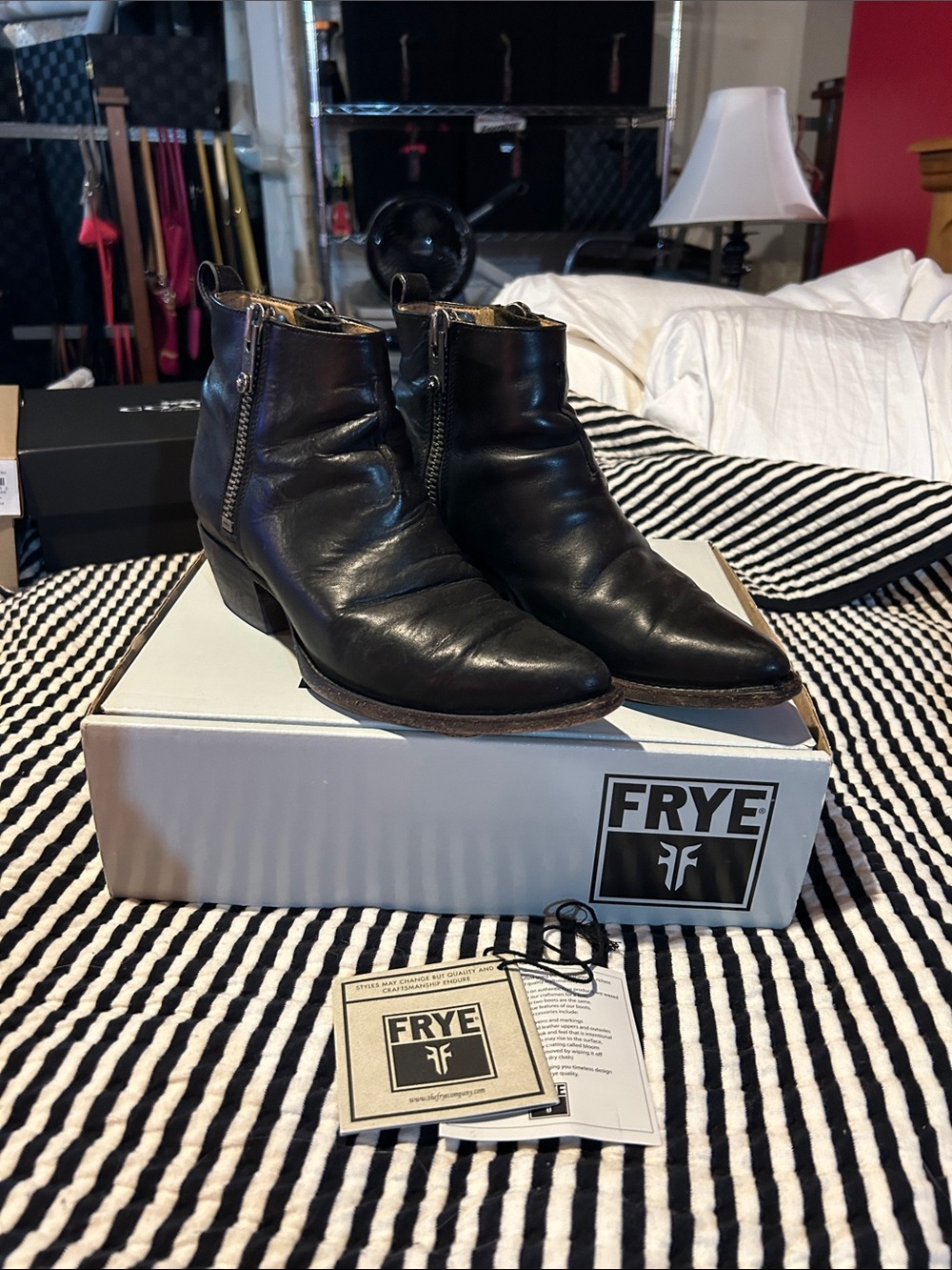 FRYE Women’s  Black Leather Chukka Ankle Boots with Side Zip